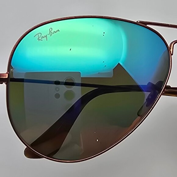 Ray-Ban RB3025 9018/C3 Bronze Frame Rainbow Mirror Glass Lens Aviator Sunglasses